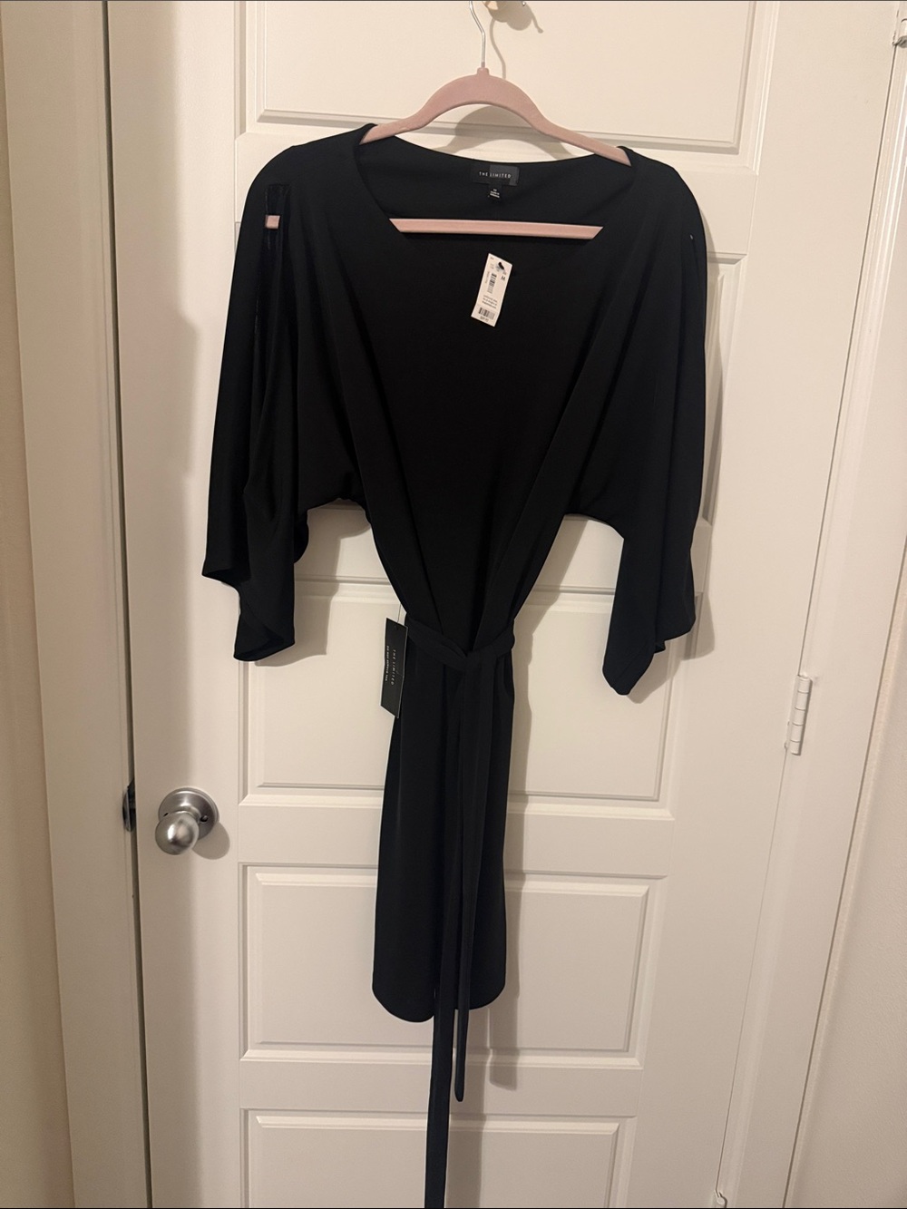 The Limited Black Midi Tie-Waist Dolman Sleeve Dress - Little Black Dress